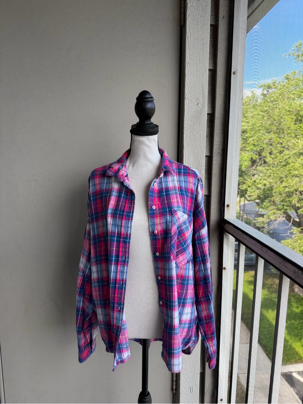 U.S. Polo Assn. Plaid Button-Up Shirt in Pink & Blue